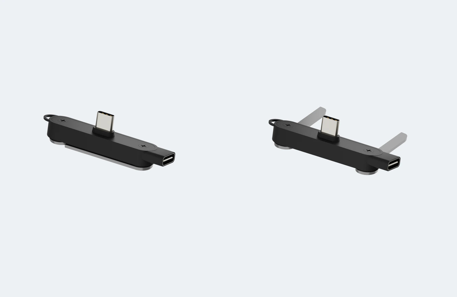 Dashboard mount folded on the left and support feet unfolded on the right