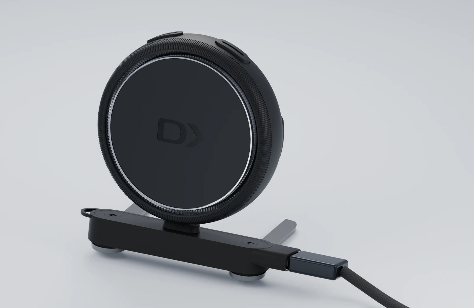 Device seated on the mount with the USB-C cable connected